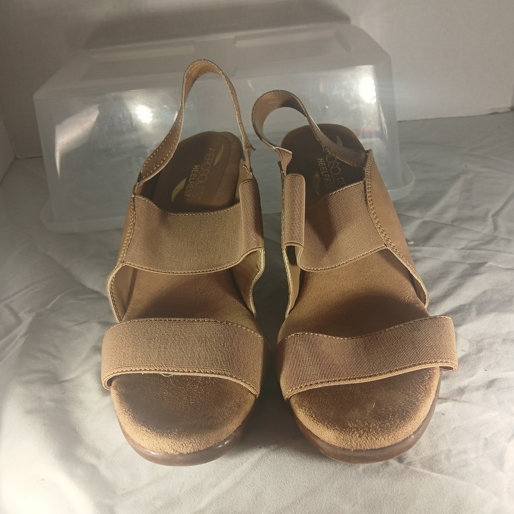 Aerosoles Heel Rest Women's Tan Slingback Wedge Sandals Size 8M‎ - Picture 3 of 9